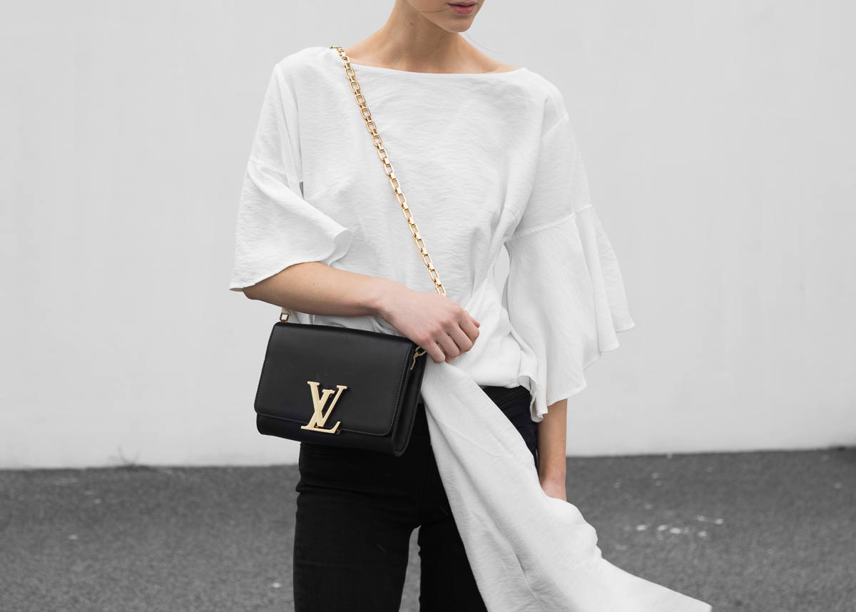 Talulah Wrap Me Up Top Louis Vuitton Chain Louise Bag black