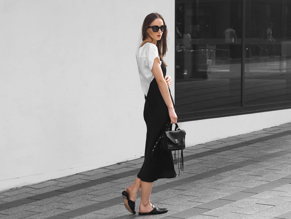 Black Slip Dress Fashion Blogger Minimal Outfit