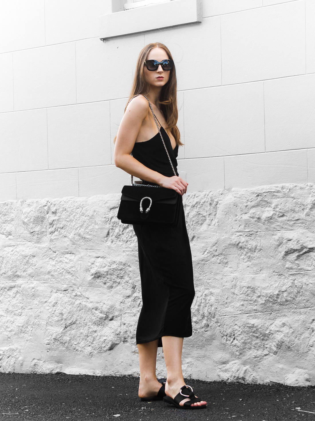 street style wrap dress gucci dionysus black bag