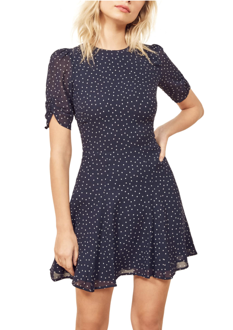 Reformation Gracie Ruched Sleeve Minidress