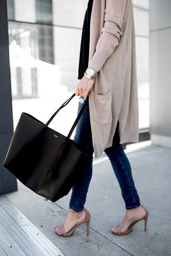 Saint Laurent Shopper Tote bag street style outfit - FROM LUXE