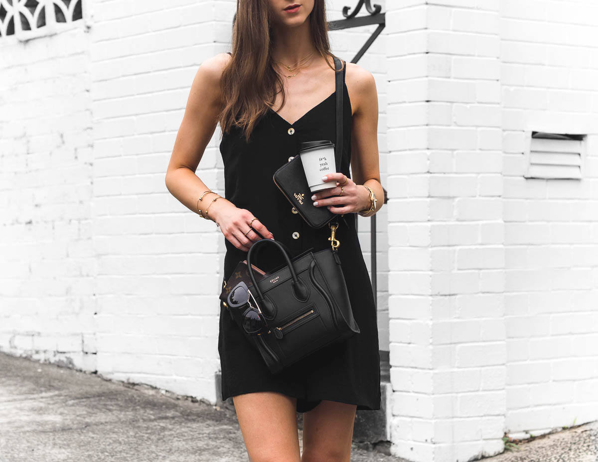 Celine Nano Luggage Bag black outfit street style