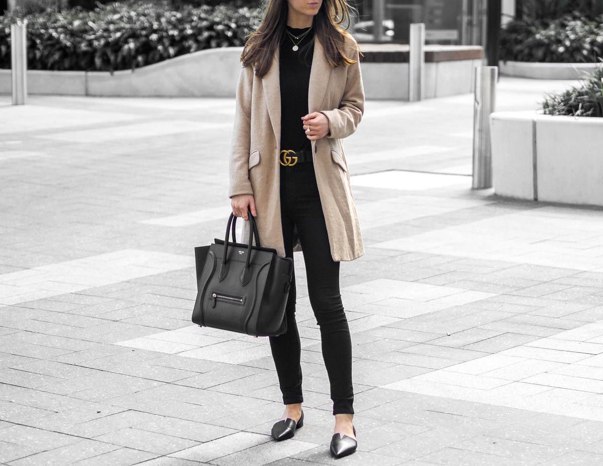 Gucci Belt Celine Mini Luggage Minimal Street Style Outfit Fashion