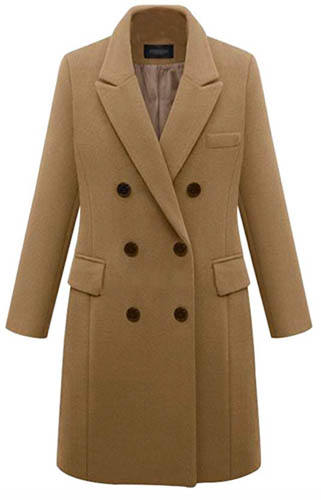 Notch Lapel Double Breasted Wool Pea Coat