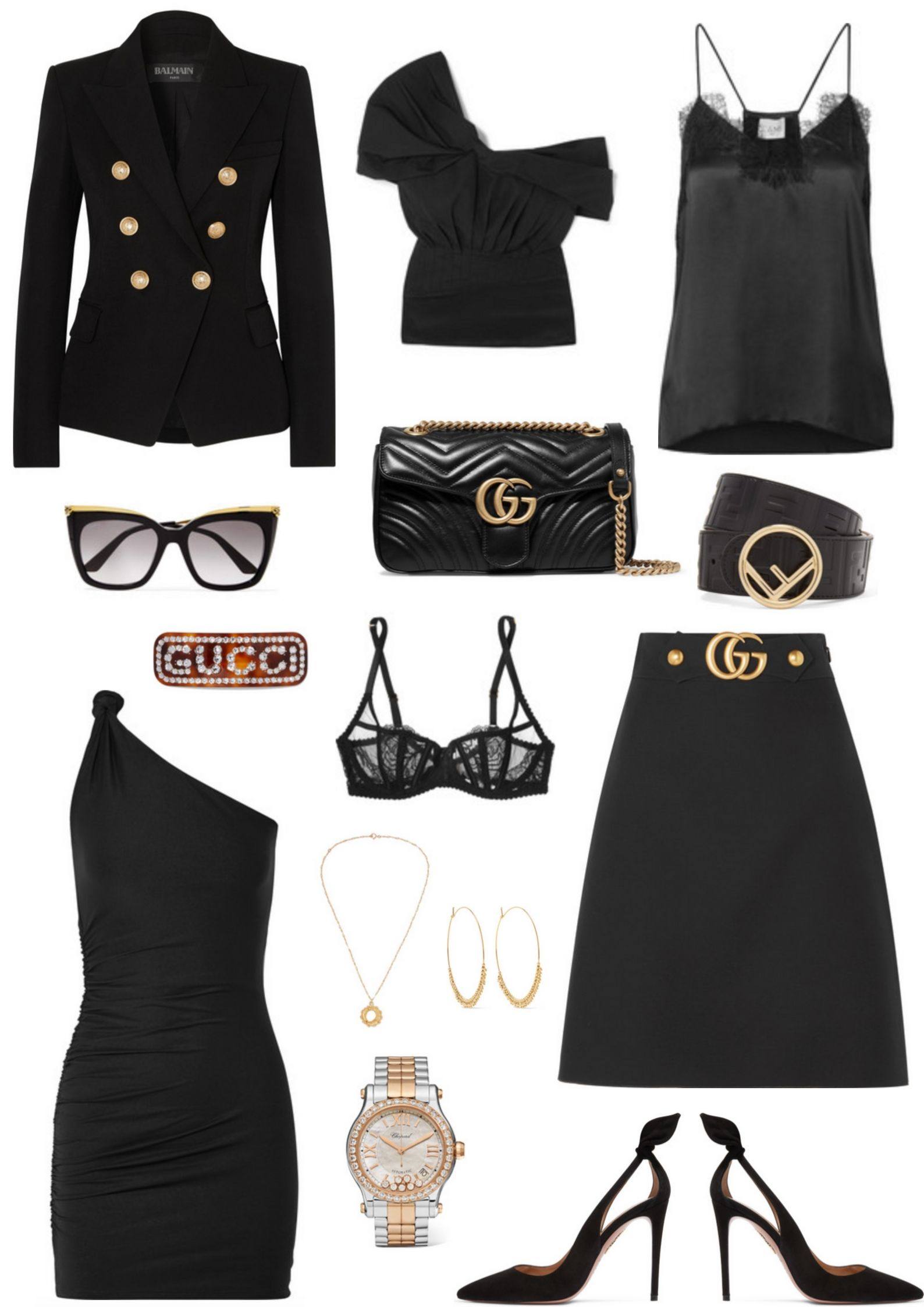 All black outfit collage