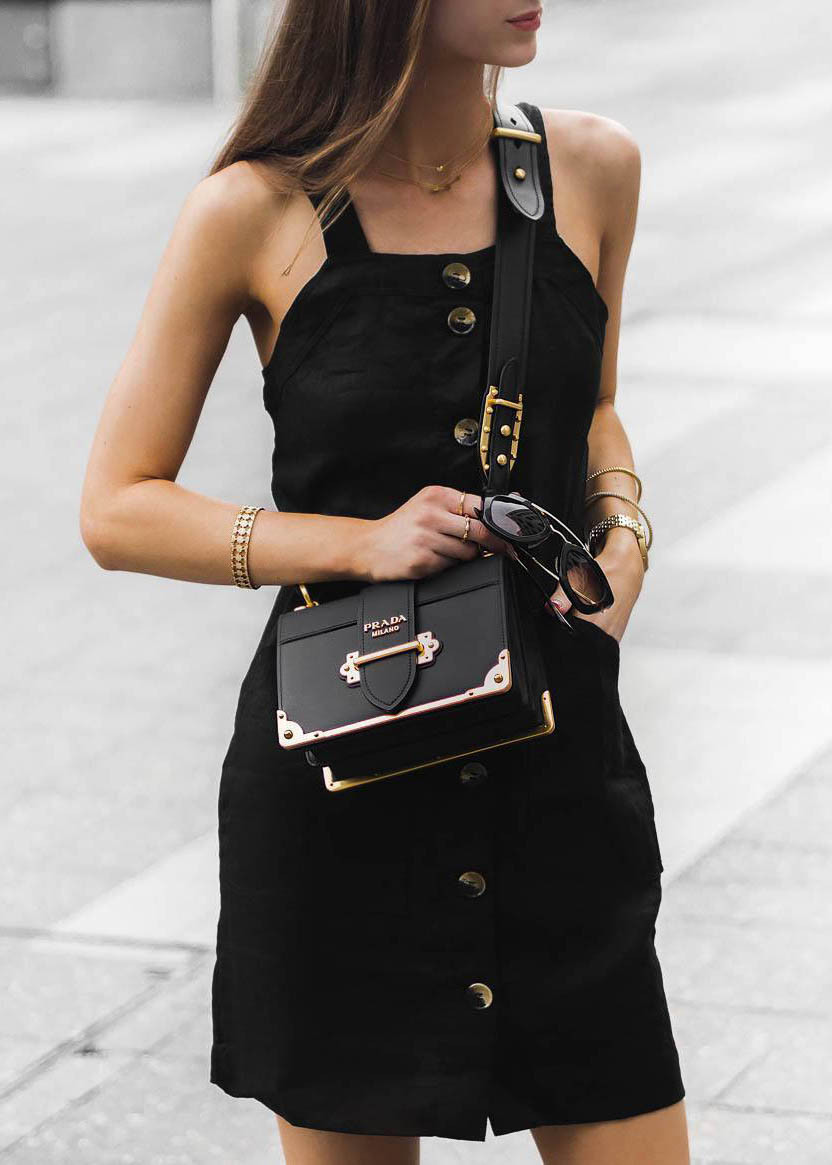 Prada Cahier Bag Black Outfit