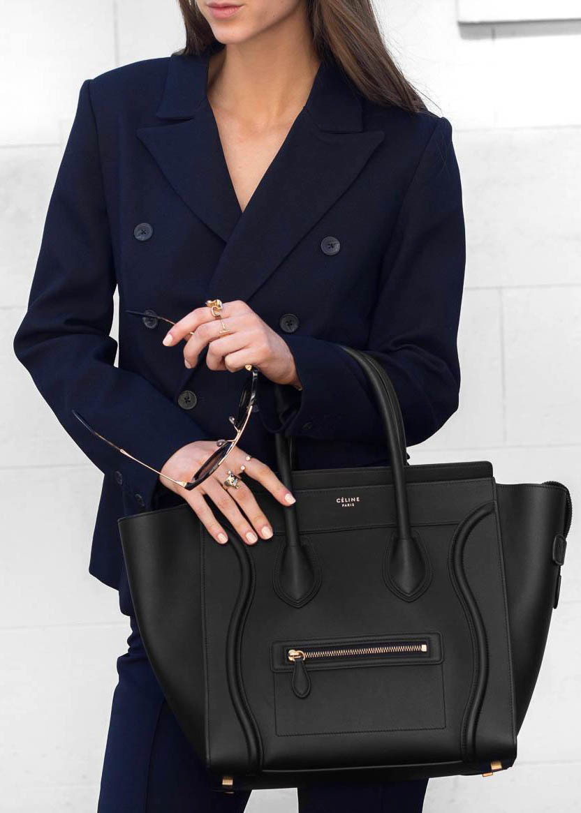 celine mini luggage bag outfit street style 