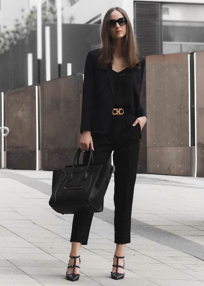 work office outfit street style fashion look bag