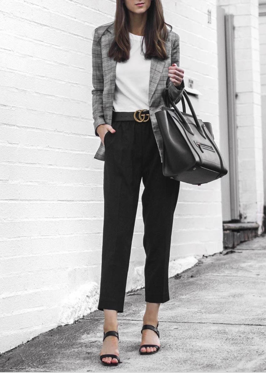 work office outfit street style fashion look bag