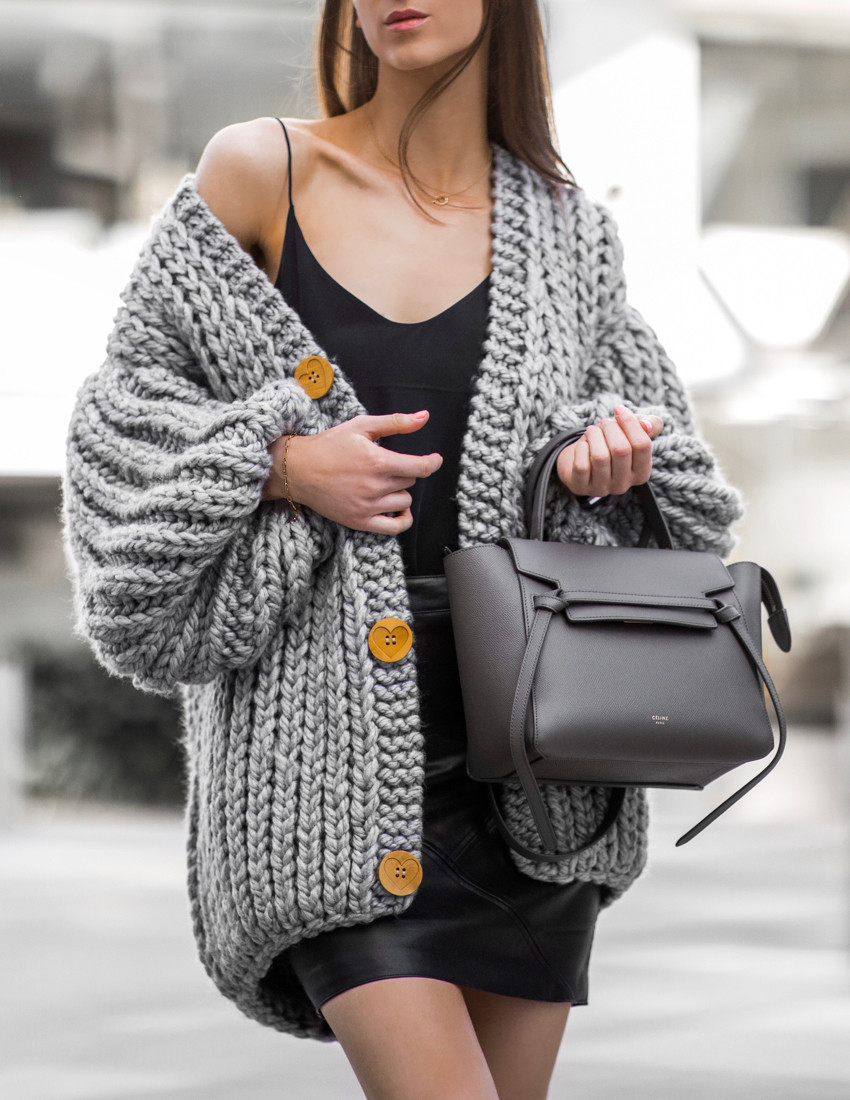 Celine Micro Belt Bag Grey Outfit Street Style 