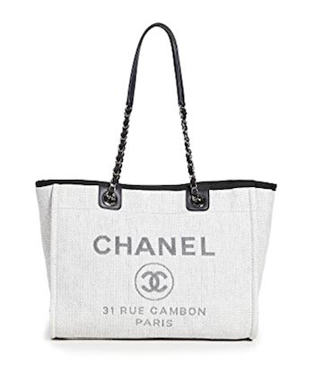 Chanel Grey Raffia Deville Bag