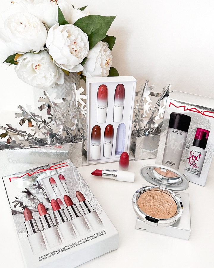 MAC Cosmetics Christmas Gift sets 2023 Frostbitten Lustreglass Lipstick Gift Set