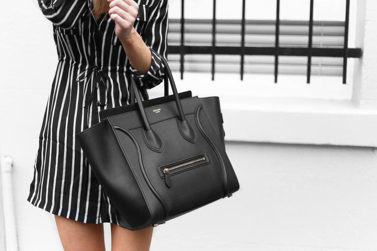 Celine Mini Luggage Bag Black Outfit Review